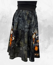 Dámská midi půlkolová úpletová sukně,sovy